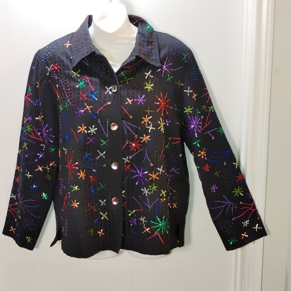 Embroidered Black Women's Blazer